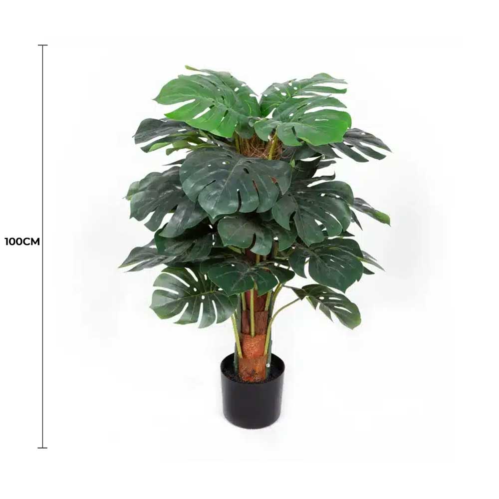 Premium Artificial Monstera Plant 2-3ft in Modern Black Pot - No Watering Required - SuperSaverAU - view 1