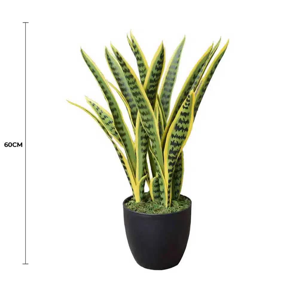 UV Resistant Artificial Mother in Law Tongue / Yellow Tongue Sansevieria 60cm - SuperSaverAU - view 1