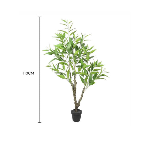Potted Faux Eucalyptus Tree 110cm - Hand-Crafted, Zero-Maintenance Indoor Plant - SuperSaverAU - view 1