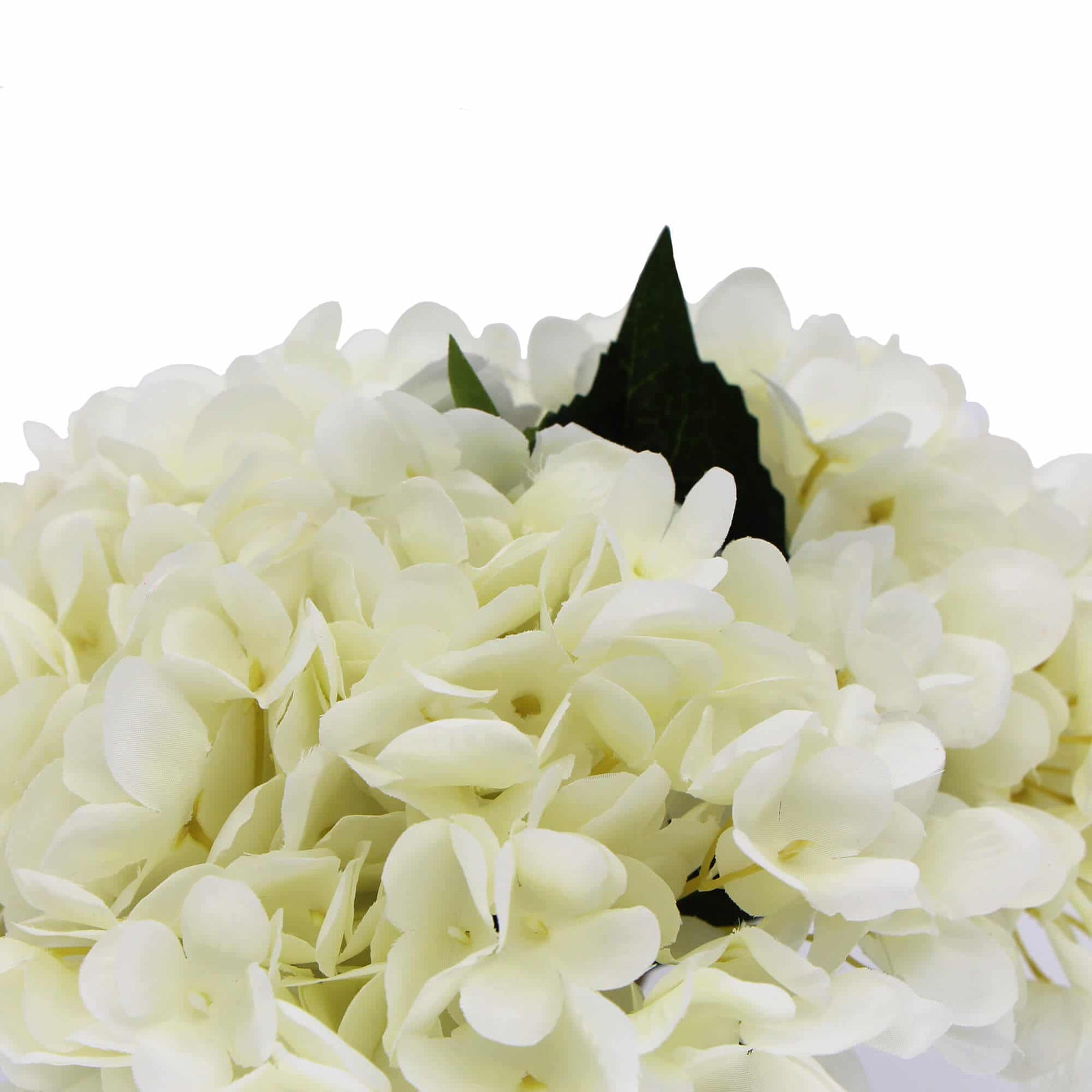 Premium Faux Hydrangea with Glass Vase, 23cm, White Petals, Indoor Decor - SuperSaverAU - view 2