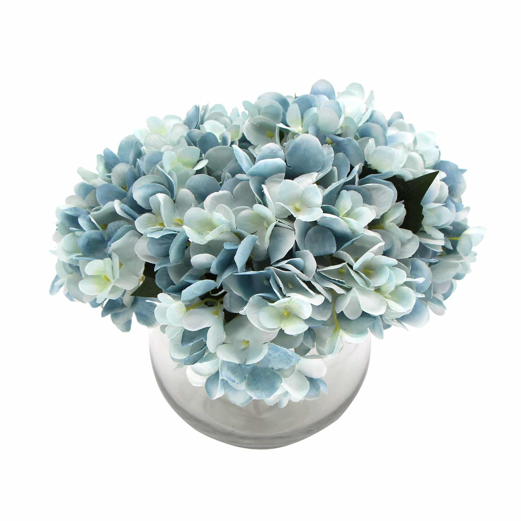 Premium Faux Hydrangea in Glass Vase - Blue, 23cm Height, Indoor Decoration - SuperSaverAU - view 1