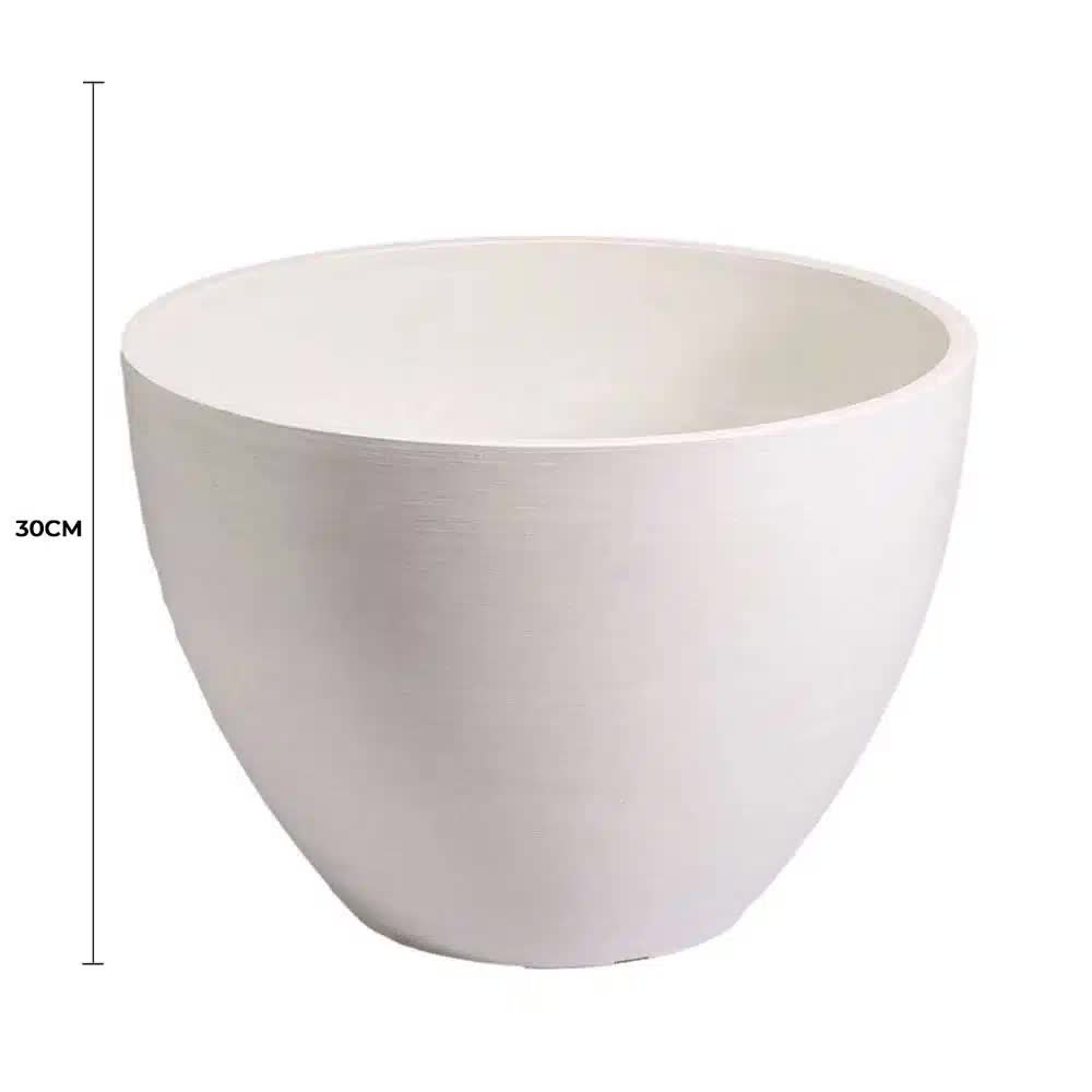 Designer Plants Polished Vintage White Planter Bowl 30cm - Eco-Friendly, Durable - SuperSaverAU - view 2