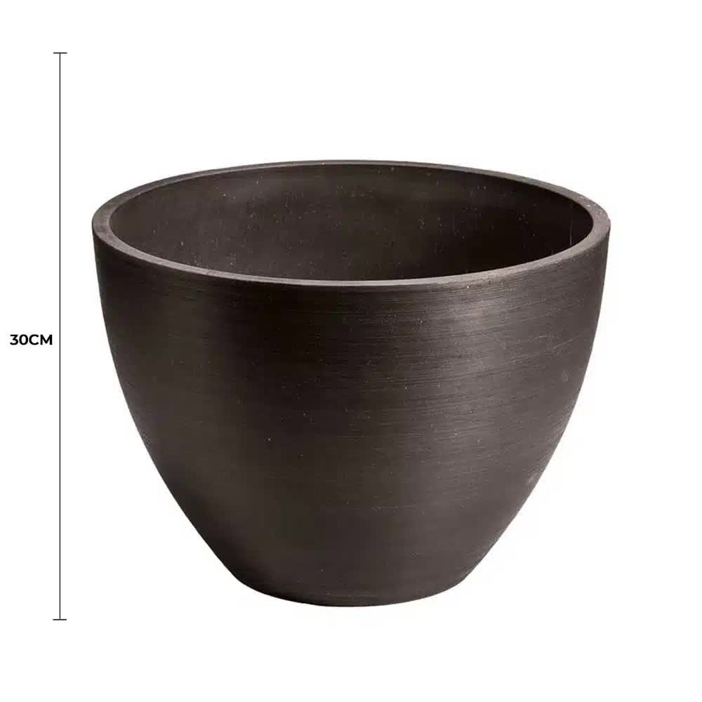 Designer Plants Polished Black Planter Bowl 30cm - Modern Design, Durable, No Drainage - SuperSaverAU - view 2