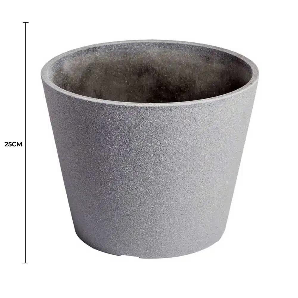 Designer Pot Grey Rendered Planter Pot 25cm - Eco-Friendly, Durable, Modern Design - SuperSaverAU - view 2