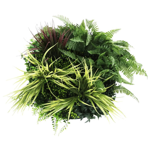 Slimline Artificial Green Wall Disc Art 50cm White Frame, UV Resistant Foliage - SuperSaverAU - view 1