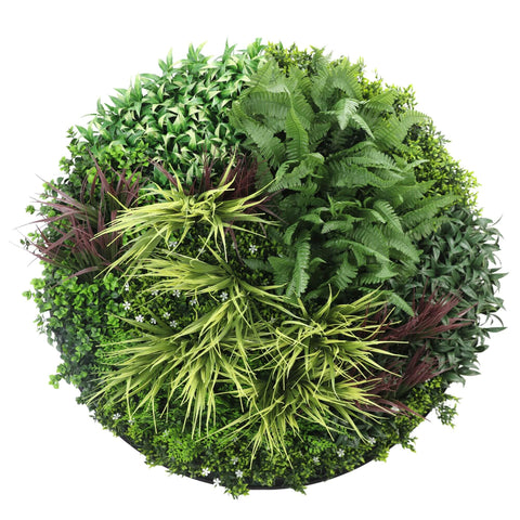 Slime-line Green Wall Disc 100cm Black Frame Artificial Fern UV Resistant - SuperSaverAU - view 1