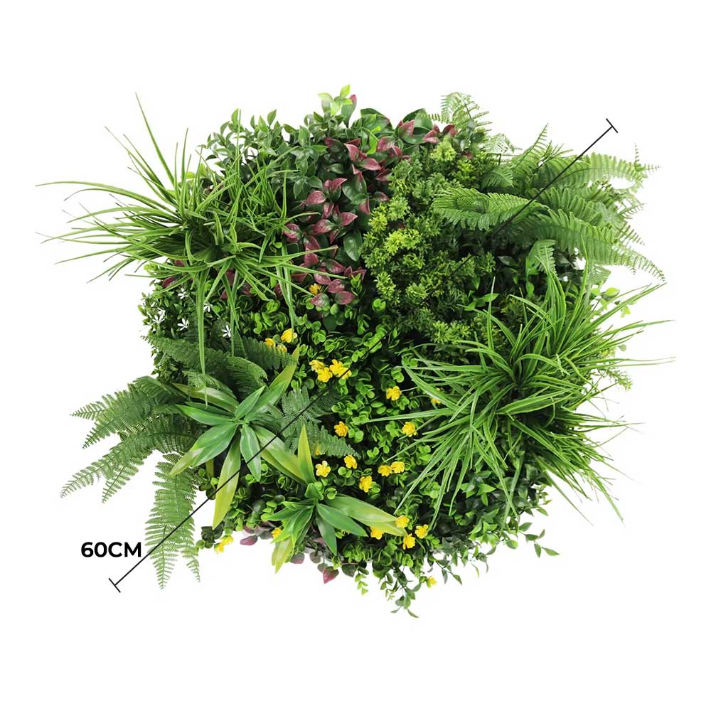 60cm Artificial Green Wall Disc Art | Black Frame, Handmade, UV Resistant - SuperSaverAU - view 2