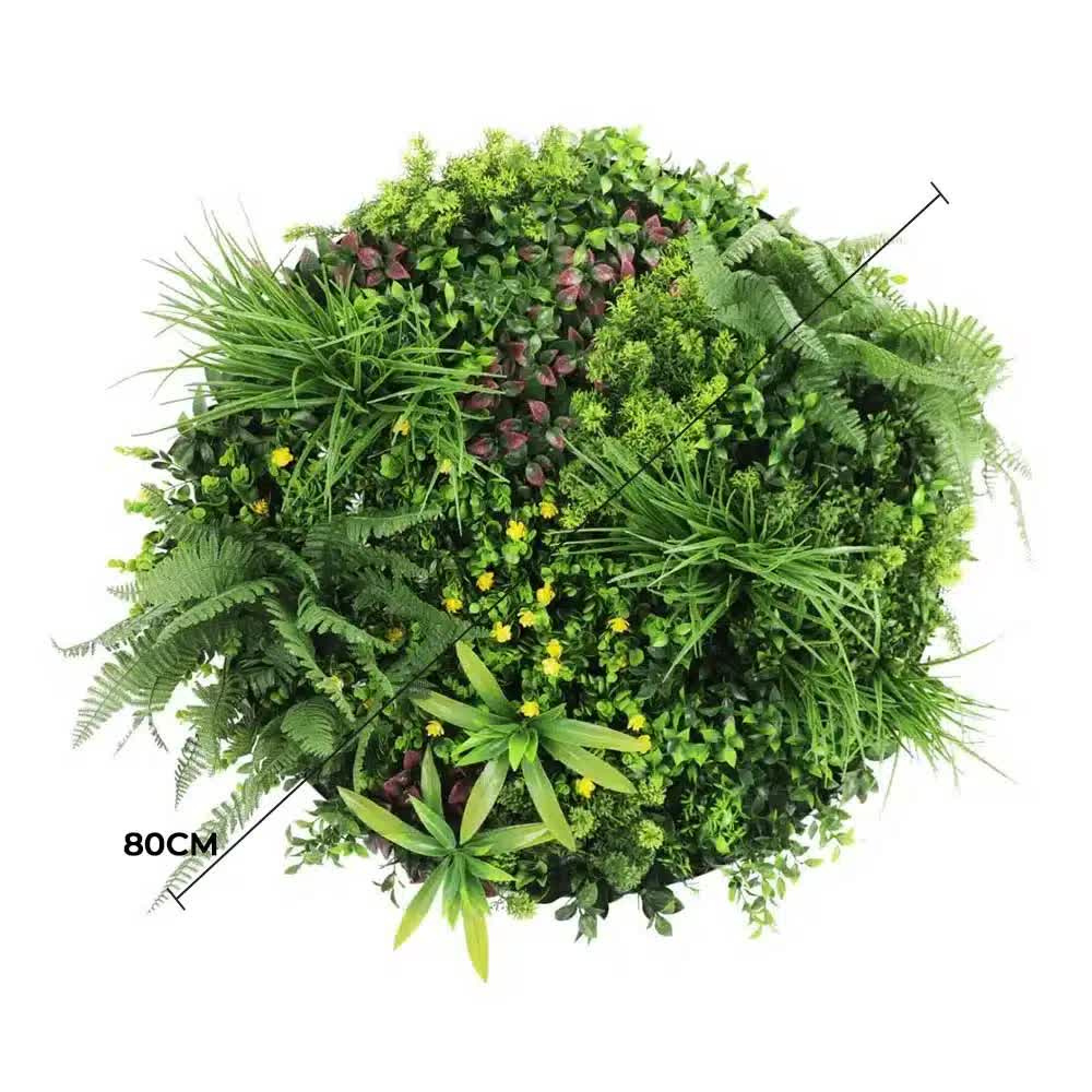 80cm Slimline Artificial Green Wall Disc Art Country Fern - UV Resistant, White Frame - SuperSaverAU - view 2