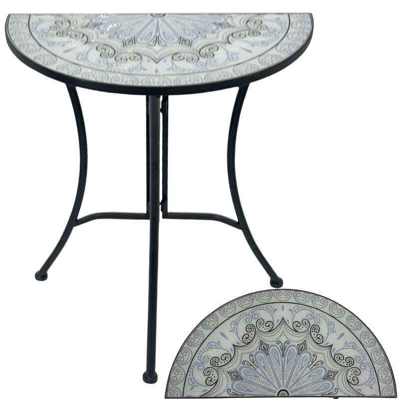 Premium Bella 69cm Mosaic Enclave Table Multi Colour Metal Frame