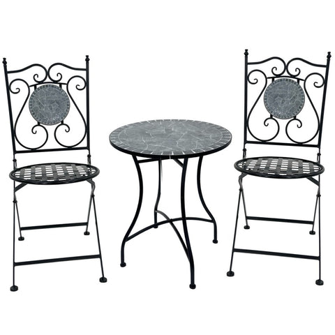 Premium Grigio 3 Piece Mosaic Table and Chairs Set Multi Colour