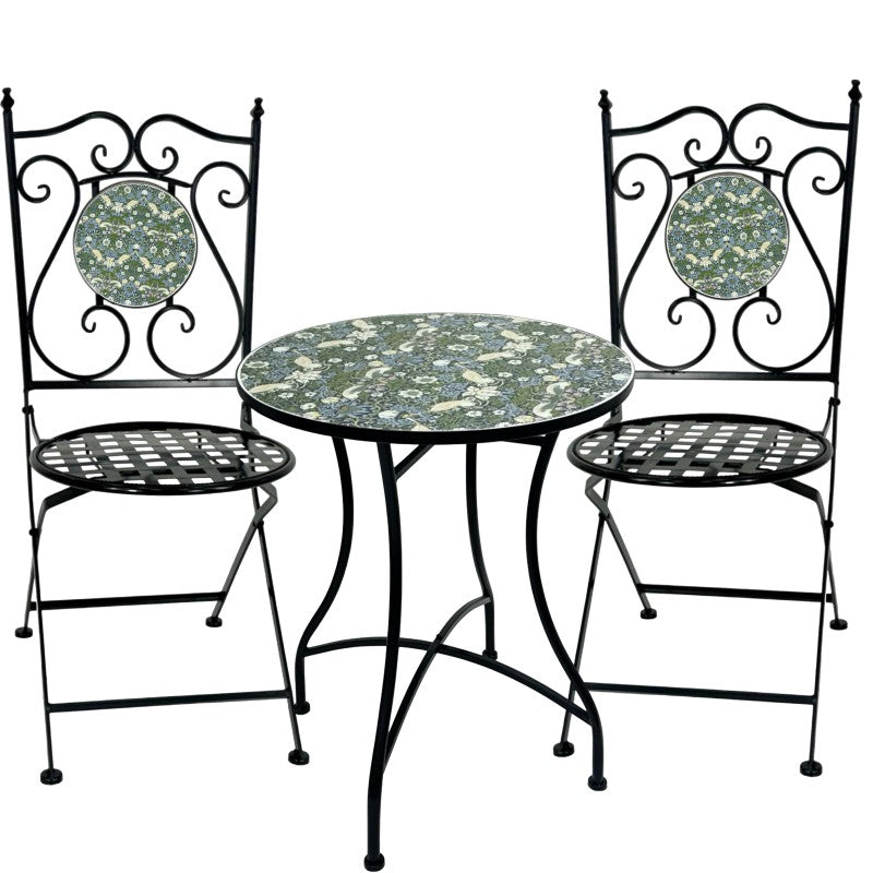 Premium Uccello 3 Piece Mosaic Table and Chairs Set Multi Colour