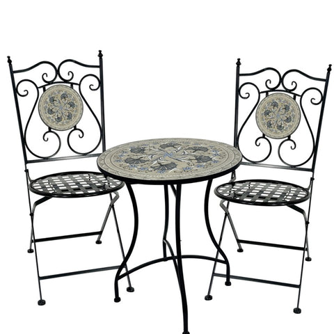 Premium Floreale 3 Piece Mosaic Table and Chairs Set Multi Colour