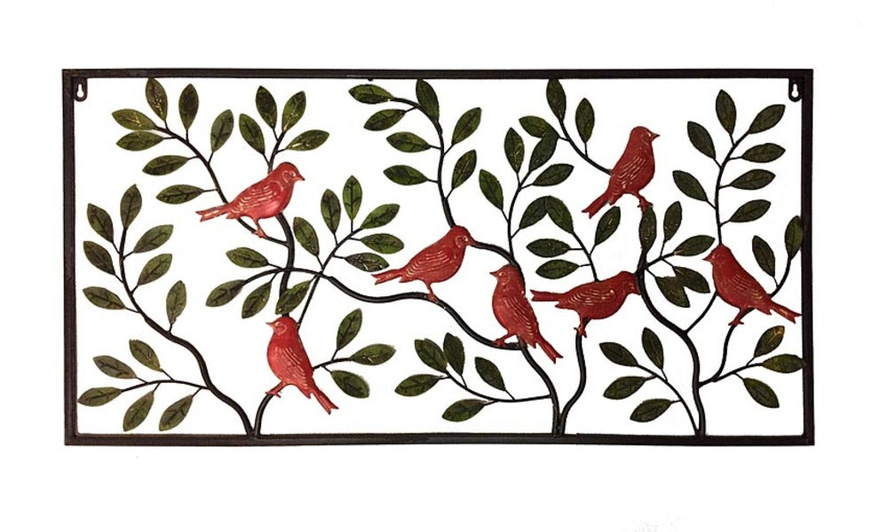 Colour Birds Leaves Metal Wall Art 90cm - Multi Colour, 2kg Decor - SuperSaverAU - view 1
