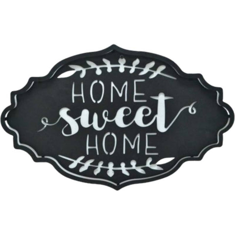 Home Sweet Home Metal Sign Wall Art Decor 22x50cm Black - SuperSaverAU - view 1