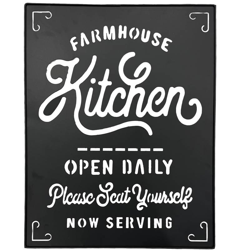 Farmhouse Kitchen Metal Sign Wall Art Decor 32x42cm Black - SuperSaverAU - view 1