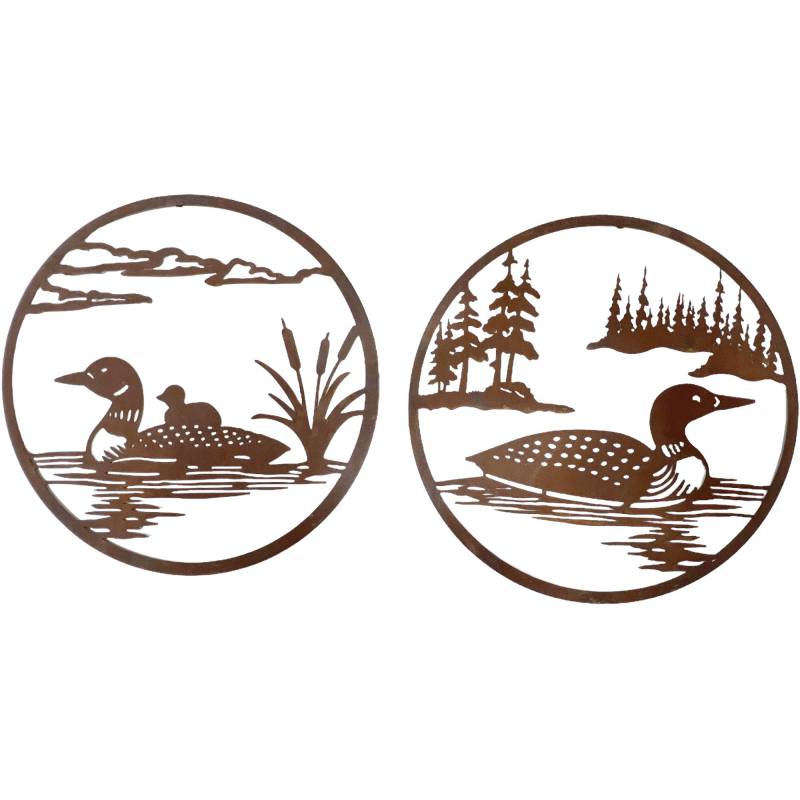 Set of 2 By The Pond Duck Metal Wall Art, 50cm, Dark Brown Rust - SuperSaverAU - view 1