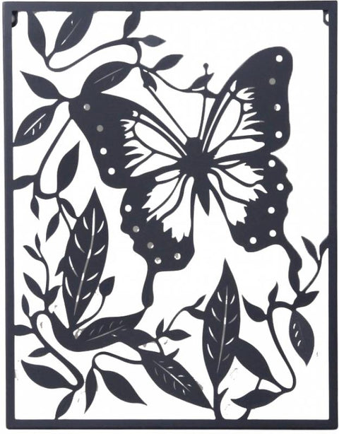 Butterfly Metal Wall Art 37x48cm - Black, Stylish Home Decor, 1kg - SuperSaverAU - view 1