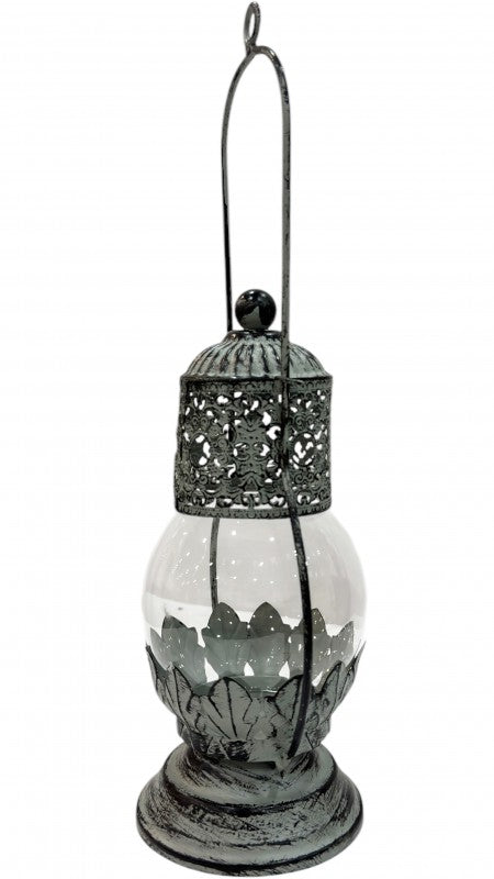Premium Gary Glass Lantern with Ceramic Base - 51cm