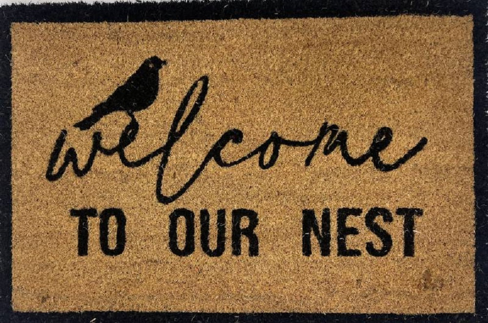 Welcome to Our Nest Doormat 60x40cm - Durable Coir Fibre & Rubber, Black Print - SuperSaverAU - view 1