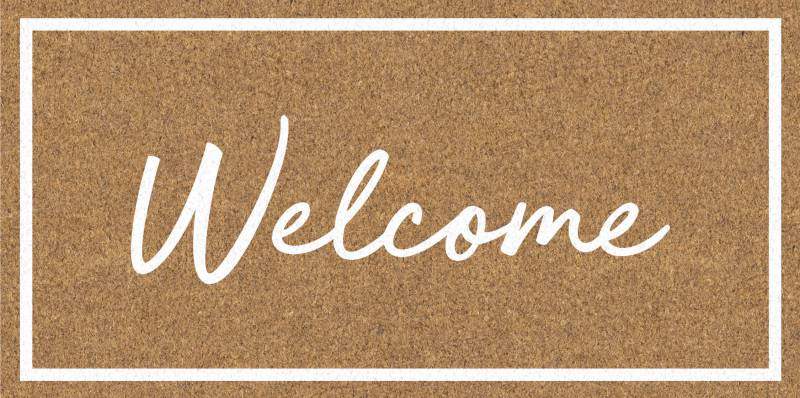 French Provincial Welcome Cursive Doormat 90x45cm, Durable Coir & Rubber - SuperSaverAU - view 1