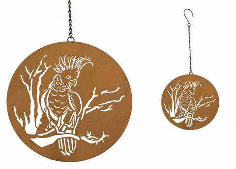 Cockatoo Wall Hanging Decor, Rust Brown Metal Art, 30 x 1 x 30-56 cm - SuperSaverAU - view 1