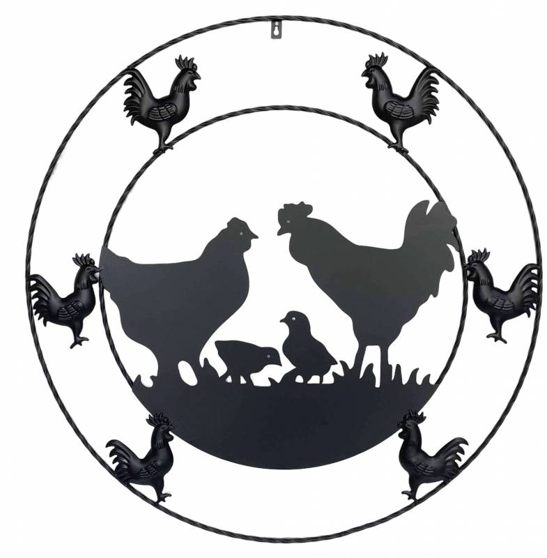 Metal Chicken Wall Art 79x79cm - Black Metal Decor for Stylish Home - SuperSaverAU - view 1