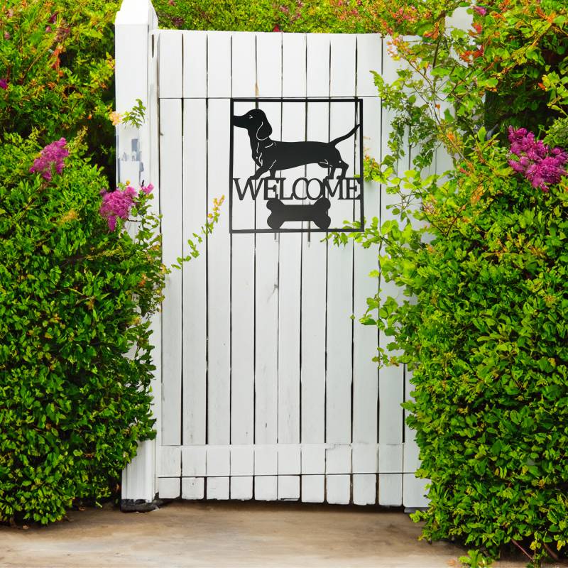 Welcome Dachshund Wall Art Metal Black 40x40cm Aesthetic Home Decor - SuperSaverAU - view 4