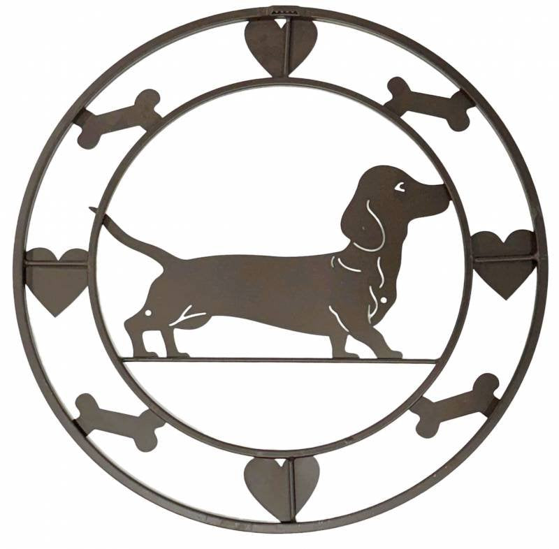 Round Dachshund Metal Wall Art 40cm - Black, Stylish Home Decor, 2kg - SuperSaverAU - view 3