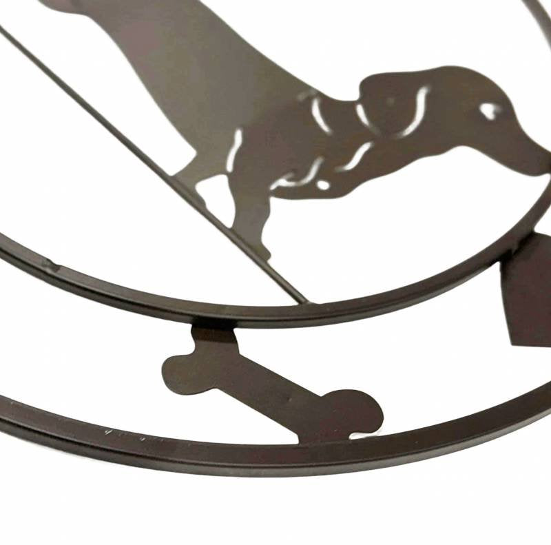 Round Dachshund Metal Wall Art 40cm - Black, Stylish Home Decor, 2kg - SuperSaverAU - view 4