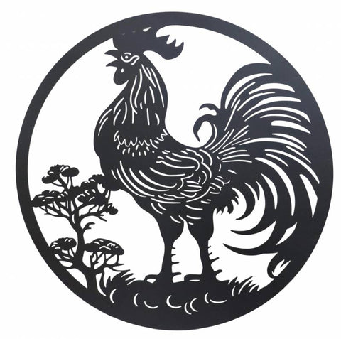 Round Rooster Metal Wall Art 98cm - Black, Stylish Home Decor, 4kg - SuperSaverAU - view 1