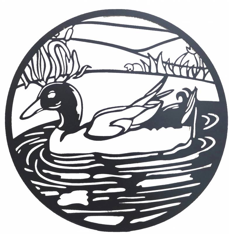 Round Friendly Duck Metal Wall Art 60cm - Black, Stylish Home Decor - SuperSaverAU - view 1