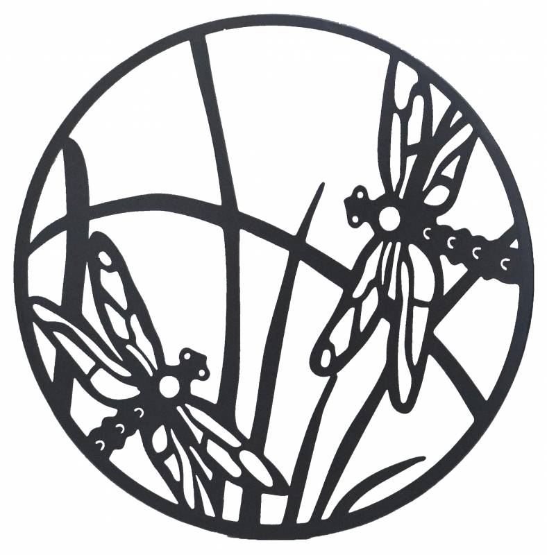 Round Dragonfly Metal Wall Art 40cm - Black, Stylish Home Decor - SuperSaverAU - view 1
