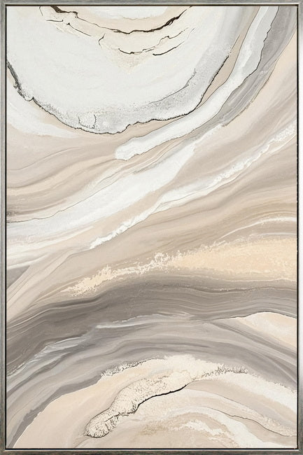 Premium Sandstorm Abstract Framed Artwork – Silver Frame 80 x 120cm