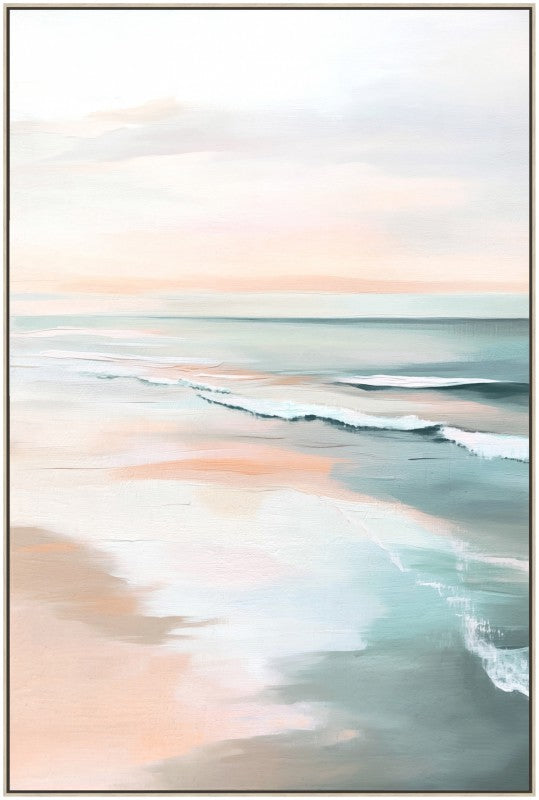 Premium Coastal Reverie Framed Artwork – Multi Colour 80 x 120cm