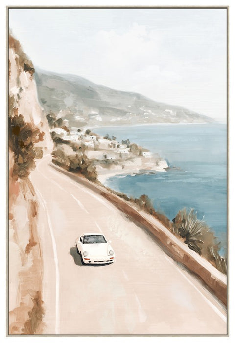 Premium French Riviera Framed Artwork – Multi Colour 80 x 120cm