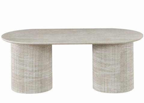Premium Elodie 120cm Travertine Look MDF Coffee Table with 3D Texture