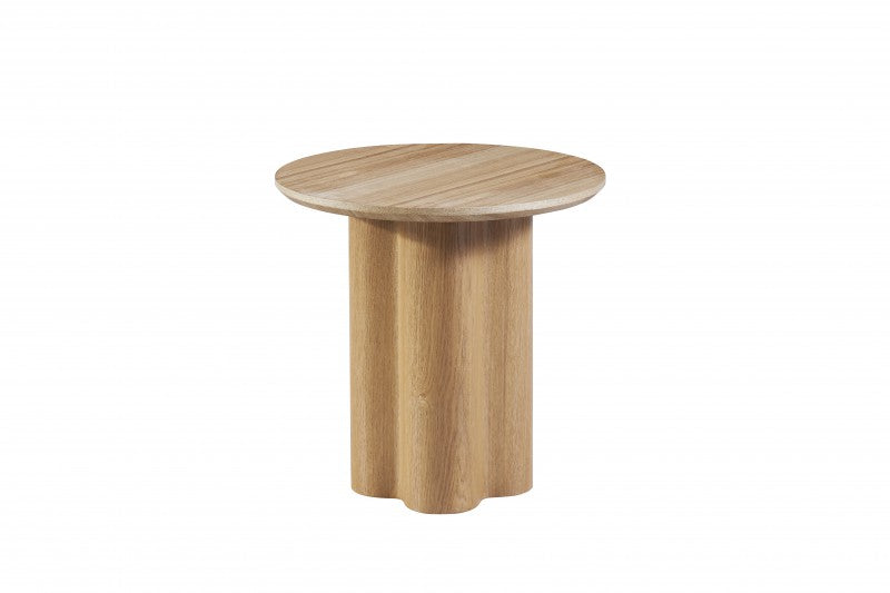 Signorina 50cm Oak Veneer Round Side Table Modern MDF Timber Accent Table