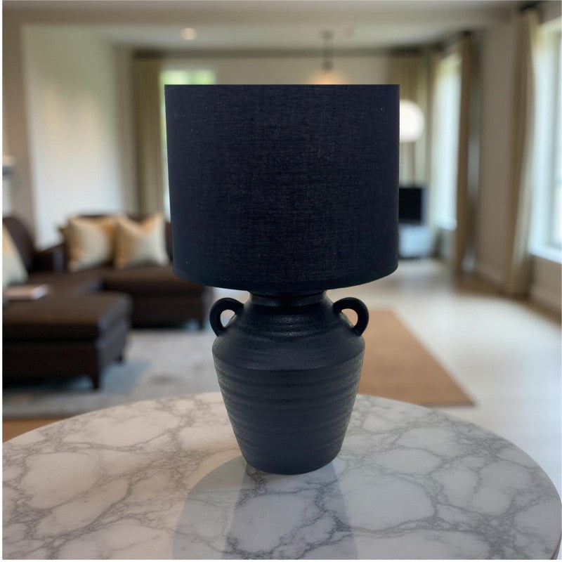 Premium Aurora Luxe Table Lamp – 37cm Ceramic Base with Hessian Shade