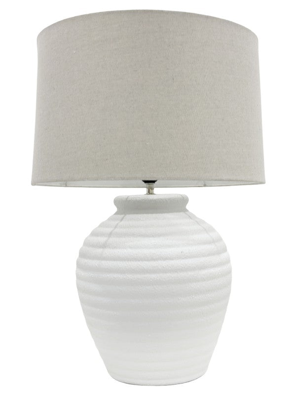 Premium Solstice Table Lamp – 63cm Ceramic Base with Hessian Shade