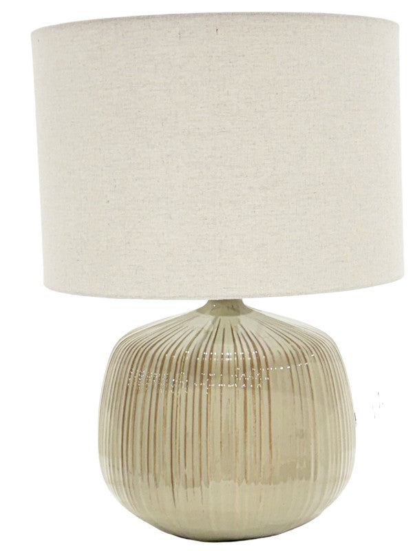 Premium Azure Table Lamp – 51cm Ceramic Base with Hessian Shade