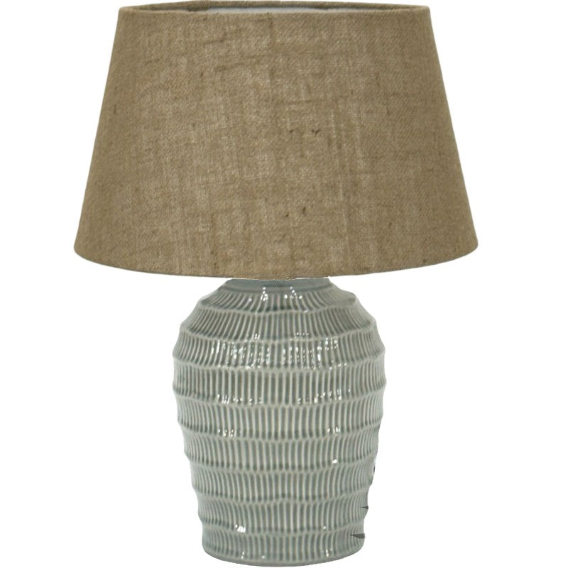 Hansen 51cm Multi Colour Ceramic Table Lamp with Hessian Shade Bedside Accent Light