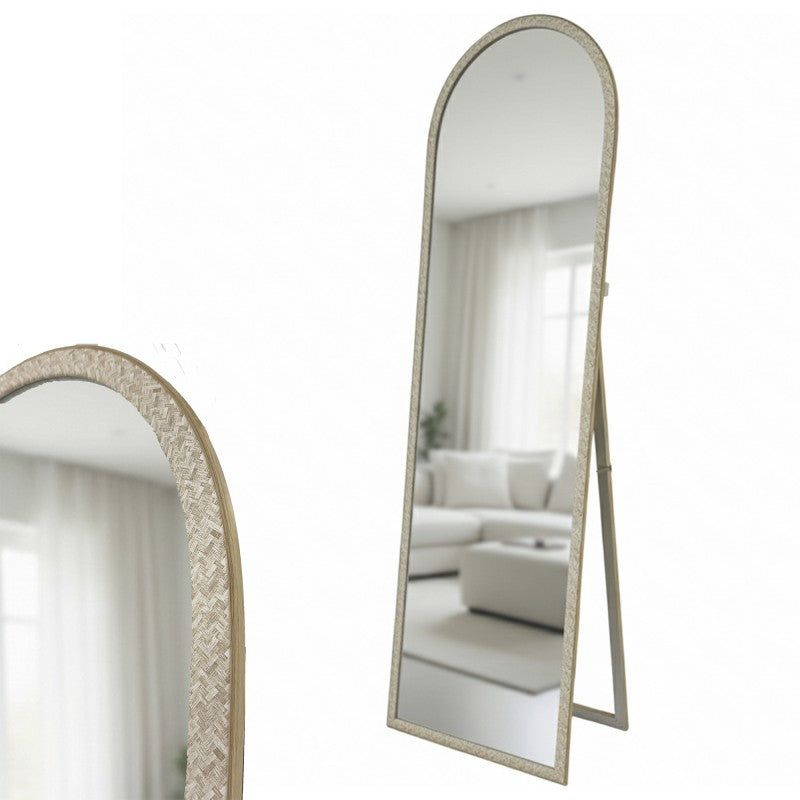 Premium Mila Cheval Mirror – Travertine Look Frame 170cm