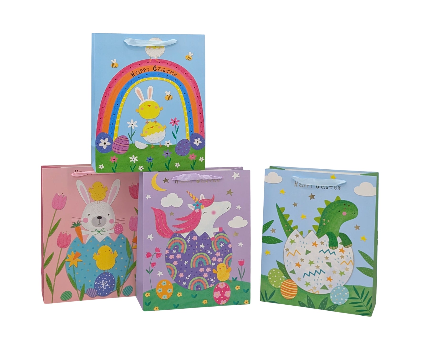 Bulk 24 Small Easter Playmates Gift Bags Multi Colour Paper Party Bags
