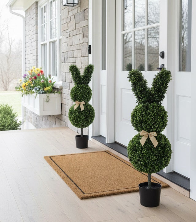 Premium Artificial Bunny Topiary Trees – Set of 2 Green 80cm