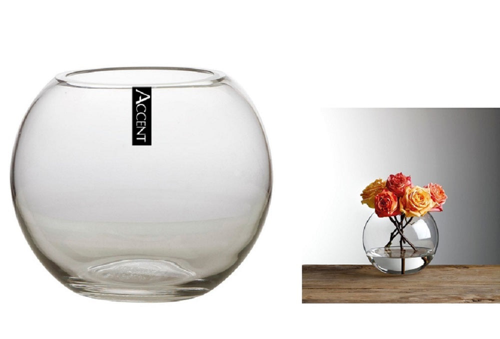 Glass Rose Bowl Fish 15x12cm - Classic Round Clear Glass Display Bowl - SuperSaverAU - view 1