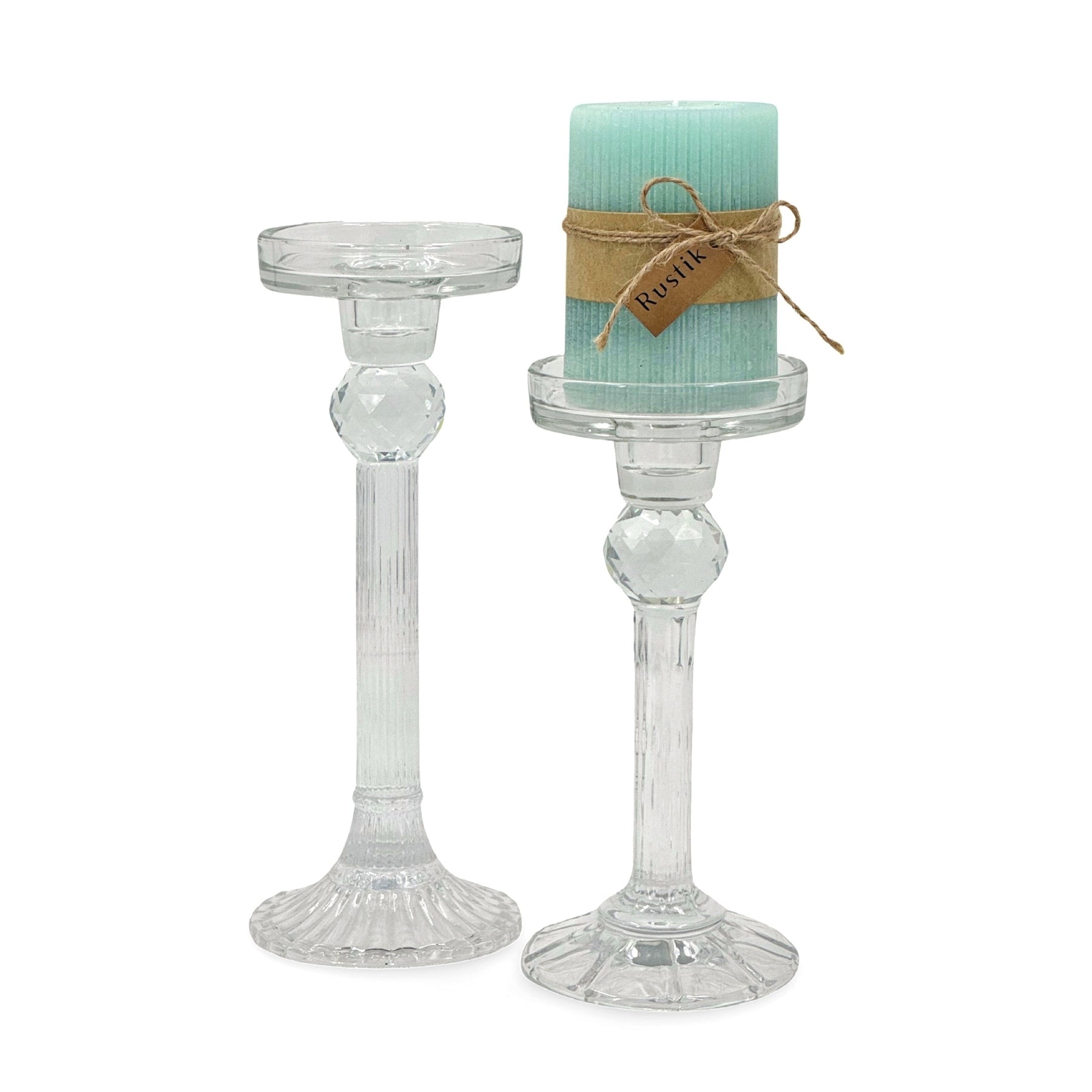 Clear Crystal Look Glass Candle Holder Assorted 9x24cm - Set of 6 - SuperSaverAU - view 1