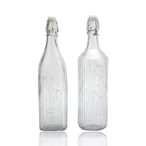 Clear Glass Water Bottle Clip Top 1Lt - 12 Assorted for Home & Restaurant - SuperSaverAU - view 1