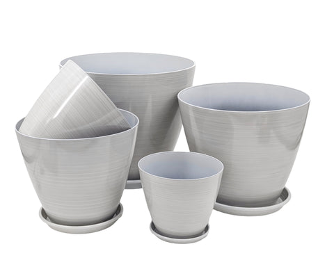 Brush Glazed Planter with Drainage Tray, 34cm, Versatile Home Decor, 12 Pack - SuperSaverAU - view 1