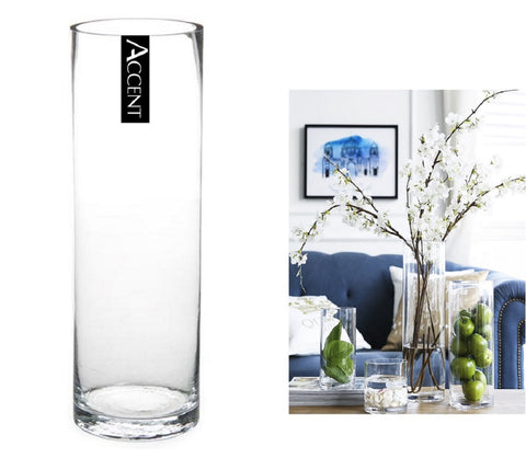 Clear Glass Cylinder Vase Set of 6 - 40cm Tall Home Decor - SuperSaverAU - view 1