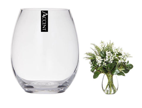Glass Barrel Vase Set of 4 - Clear, 26cm, Stylish Home Decor - SuperSaverAU - view 1